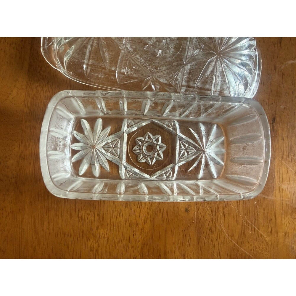Vintage Anchor Hocking EAPC Star of David Glass Butter Dish Covered Lid 1/4 lb - Picture 5 of 7
